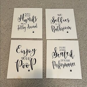 Set of Four Black and White Bathroom Prints